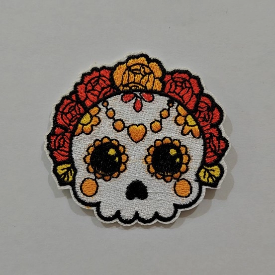 Embroidered Iron on Patch - Floral Sugar Skull
