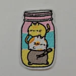 Embroidered Iron on Patch - Stacking Kittens