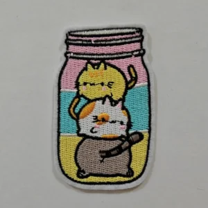 Embroidered Iron on Patch - Stacking Kittens