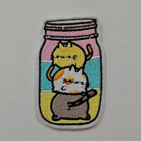 Embroidered Iron on Patch - Stacking Kittens