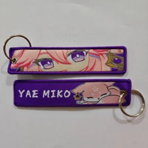 Embroidered Keychain - Anime Fox priestess